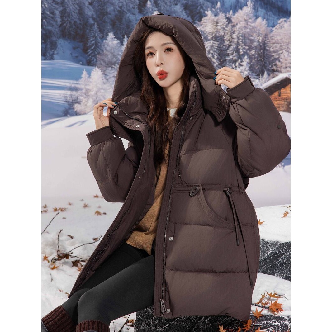 新国标90白鸭绒加肥加大码胖mm200斤收腰中长款孕妇羽绒服女2507