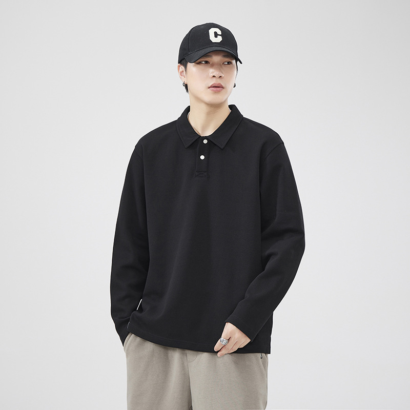 250g重磅长袖POLO衫男秋季2025新款T恤大码百搭休闲上衣