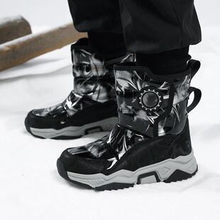 儿童雪地靴女童靴子冬季加厚加绒大棉鞋男童棉靴中大童保暖中筒靴
