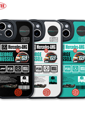 F1赛车手机壳15Promax乔治拉塞尔14plus全包ip11/12/13MINI皮纹软壳nova12汽车K70荣耀90 IQOO11 P60米14