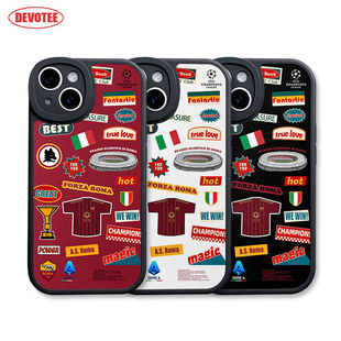 罗马队手机壳16Promax意甲15plus全包ip11/12/14/13mini皮纹软壳mate70/60欧冠p70足球K80米15荣耀200 iQOO13