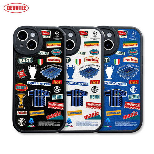 国际米兰手机壳16Promax意甲15plus全包ip14/13mini皮纹软壳mate60梅阿查球场p70足球K70米15荣耀200 iQOO13