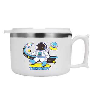 大容量316L不锈钢小学生午餐饭盒儿童吃饭喝汤碗带盖把手双层餐具