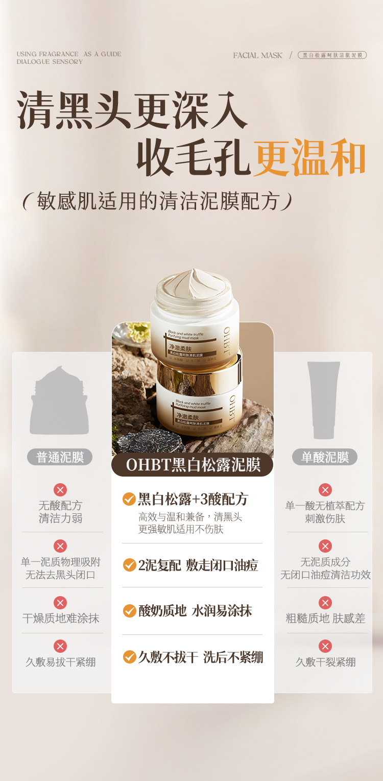 多款 黑白松露呵肤清肌泥膜深层清洁祛闭口粉刺补水保湿控油清爽