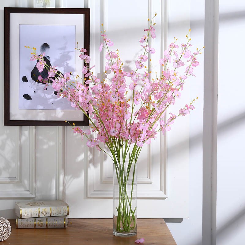 仿真花束工艺装饰花家居植物创意粉色假花清新跳舞兰室内卧室彩色