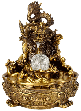 铜龙摆件轮流水喷泉摆设铜龙聚宝盆家居工艺品办公室摆设