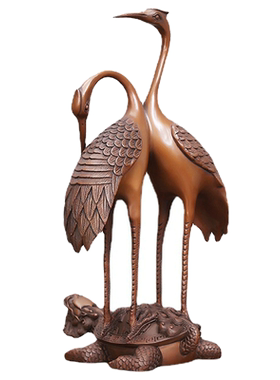 紫铜仙鹤延年摆件乔迁新居玄关