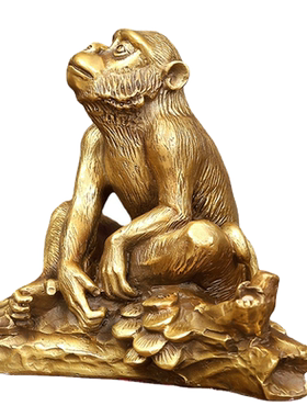 铜生肖猴摆件工艺品办公客厅家居