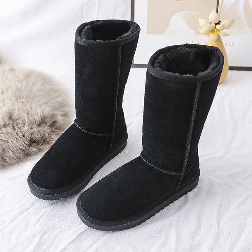 真皮加绒加厚高筒雪地靴男女款