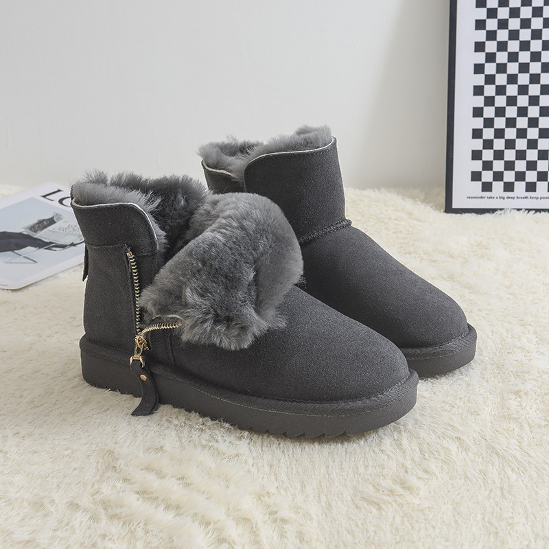 雪地靴男皮毛一体冬季保暖防滑