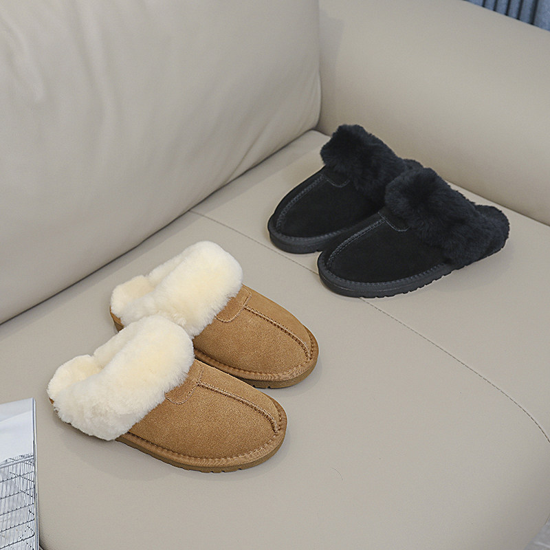 半拖鞋冬季保暖羊毛包头毛毛拖鞋