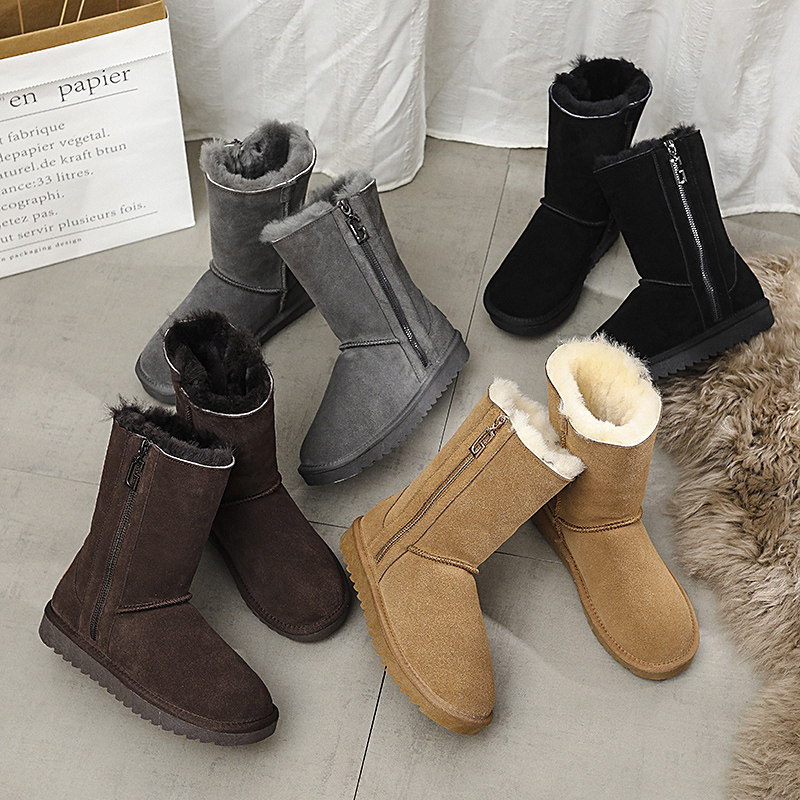 雪地靴男女冬季新款拉链款棉鞋