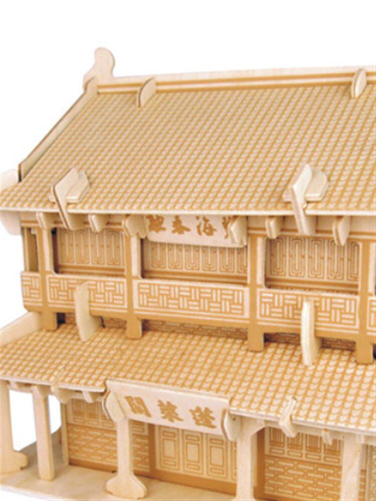 TENGWANG PAVILION 빌딩 블록 나무 시뮬레이션 모델 교육 DIY 장난감 나무 조립 3 차원 퍼즐 중국 고대 건물 건축