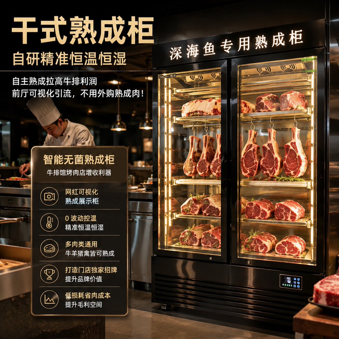 阁兰喜牛排熟成柜商用干式家用湿式牛肉排酸牛扒熟成深海鱼展示柜