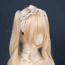 日系量产型侧面立体蝴蝶结发箍皇冠仿珍珠串头箍lolita毛茸茸头饰