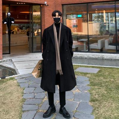 大衣男中长款秋冬季非羊绒加厚呢子过膝男士风衣韩版男款毛呢外套