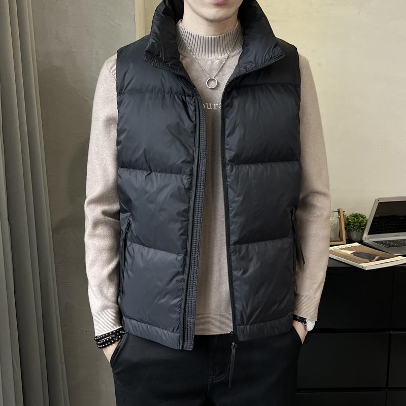 立领羽绒马甲男士短款无袖羽绒服灰鸭绒修身保暖外套马夹背心坎肩