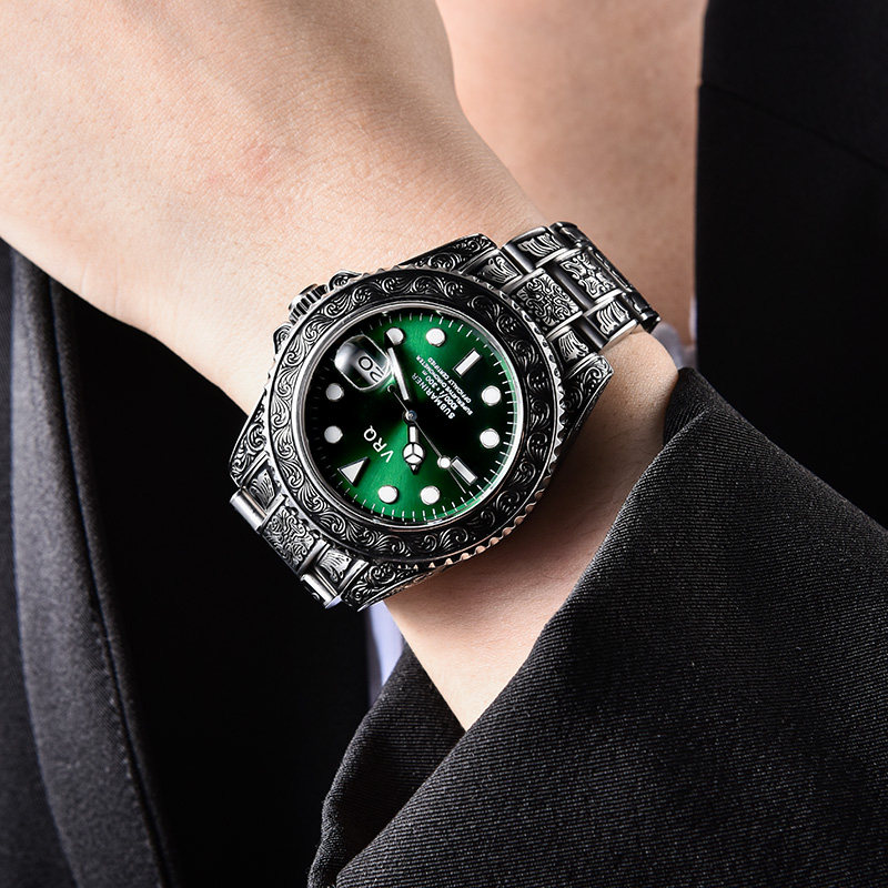 VRQ正品手表女机械表全自动浮雕时尚商务防水夜光中性腕表大气女