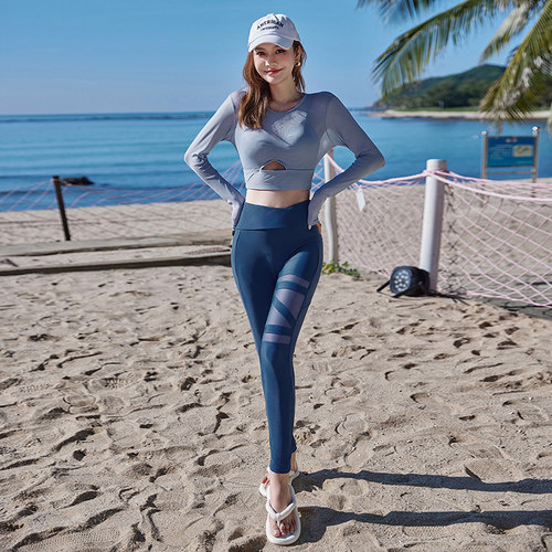 长袖长裤高腰显瘦防晒分体泳衣女