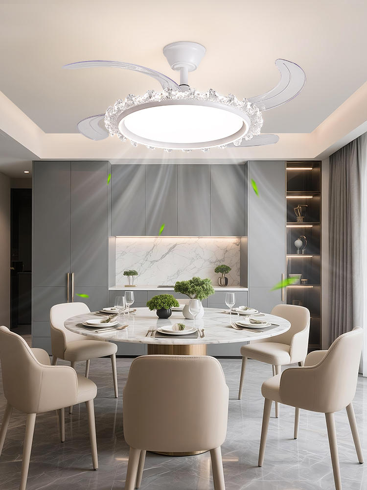 风扇灯2025新款客厅餐厅灯现代简约隐形扇意式极简轻奢饭厅吊扇灯