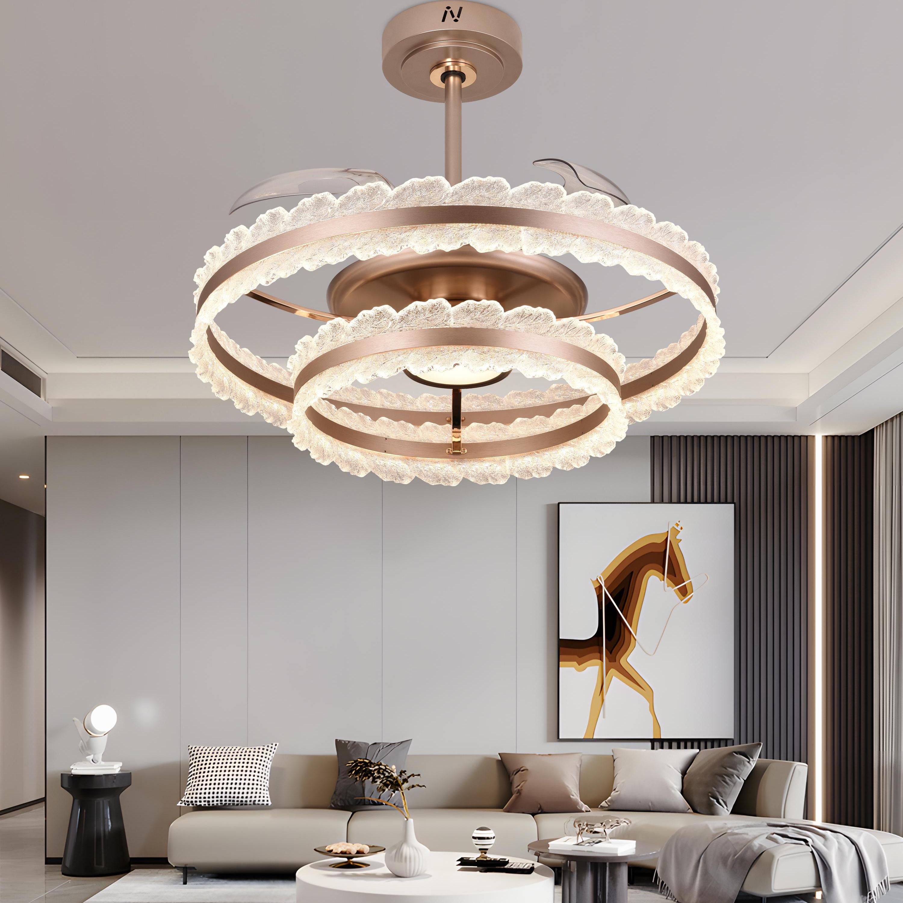 轻奢风扇灯客厅隐形吊扇灯