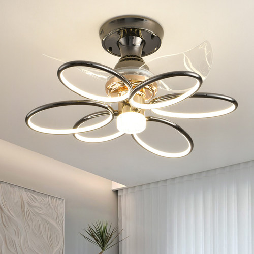 北欧餐厅风扇灯吊扇灯现代简约大气客厅饭厅吊灯带电风扇一体家用