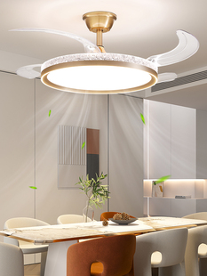 风扇灯2025全新现代极简主义客厅餐厅卧室隐形吊顶风扇灯家用集成