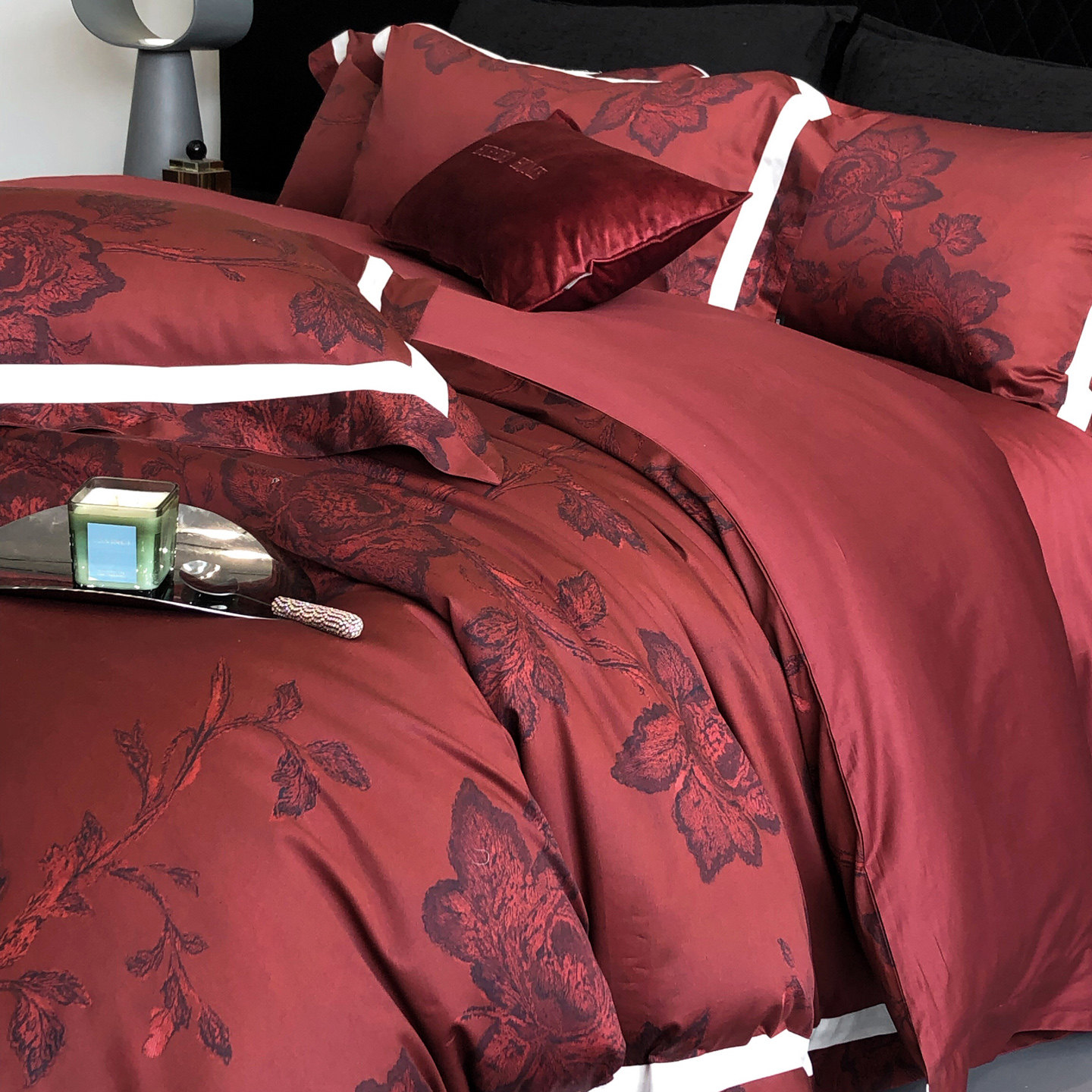 红花车100澳棉红色婚庆婚房四件套纯棉床单被罩喜庆春夏床上用品