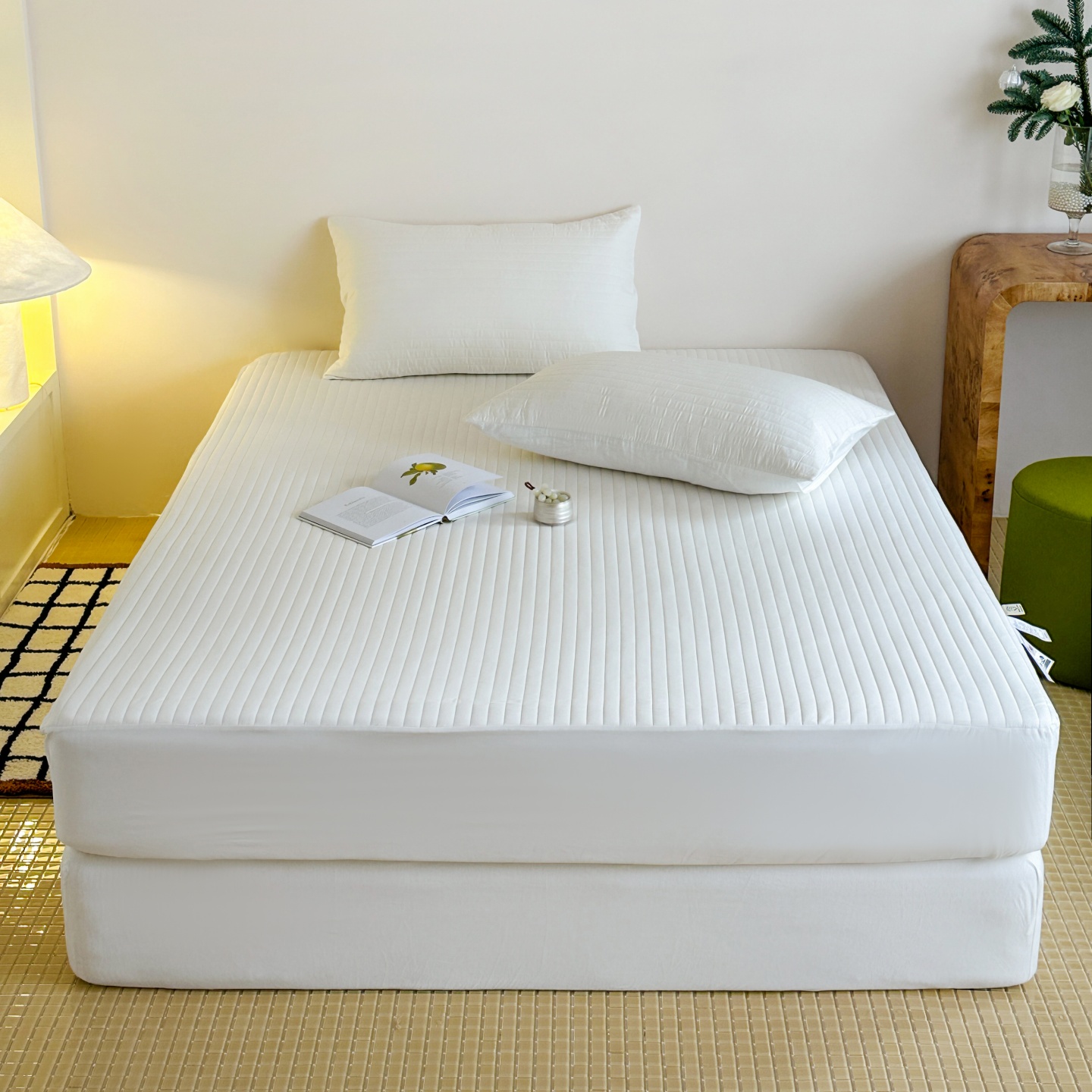 全棉夹棉床笠单件床垫保护罩