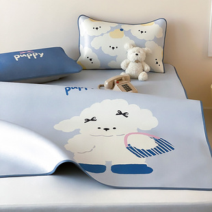 罗兰家纺A类卡通冰丝藤席三件套凉席夏季儿童空调软席床笠床席