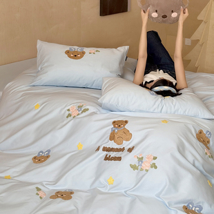 ROLAND LIVE100全棉秋冬卡通磨毛四件套可爱毛巾绣被套床单床笠