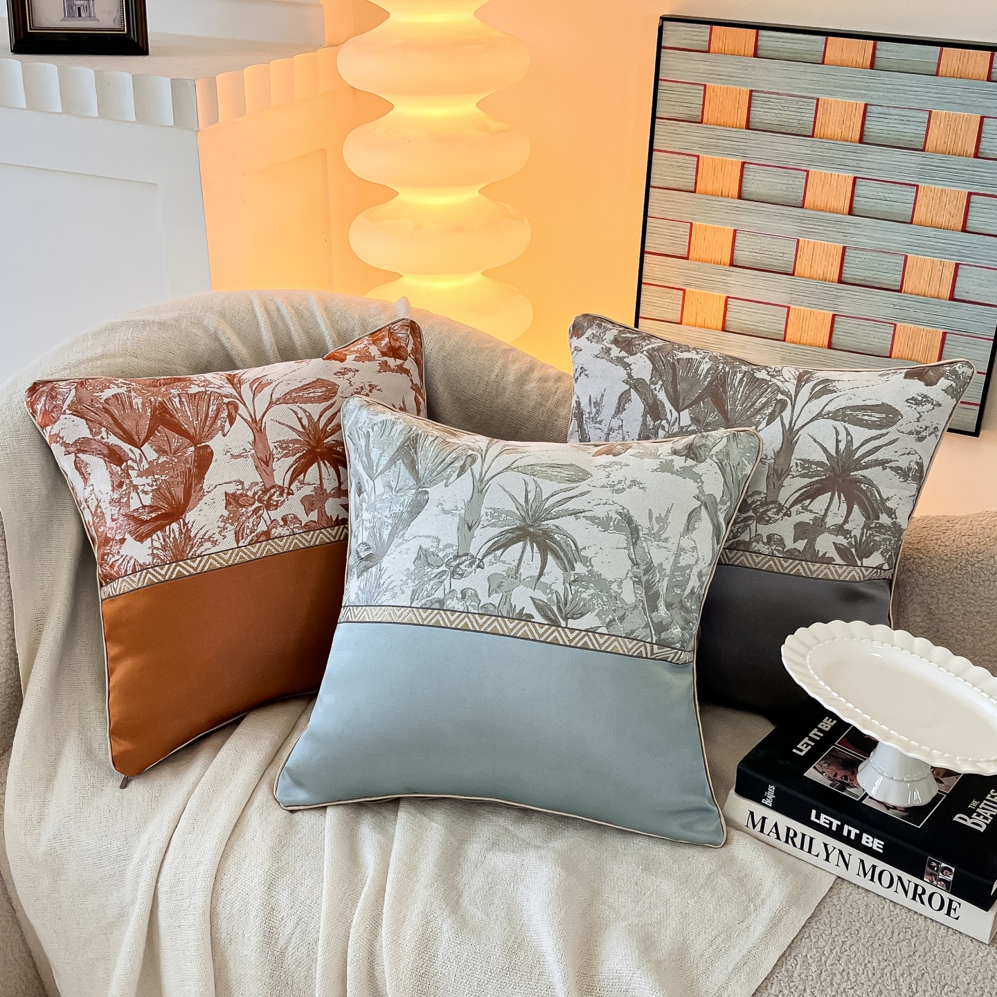 罗兰家纺提花抱枕北欧风