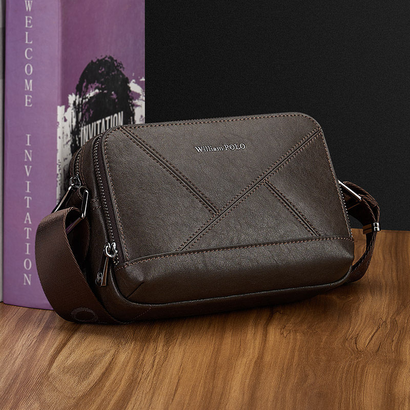 英皇保罗男士牛皮单肩斜挎包2026新款商务休闲通勤轻便男款小挎包