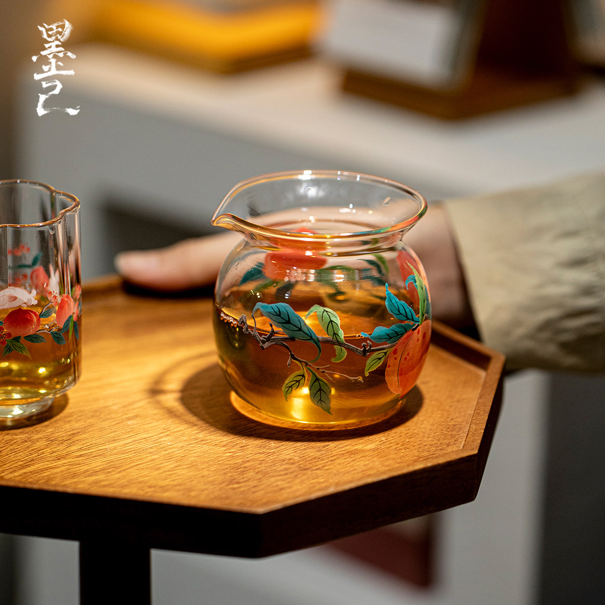 墨己手工贴花仙桃玻璃公道杯高硼硅耐热透明分茶器均杯匀杯公杯