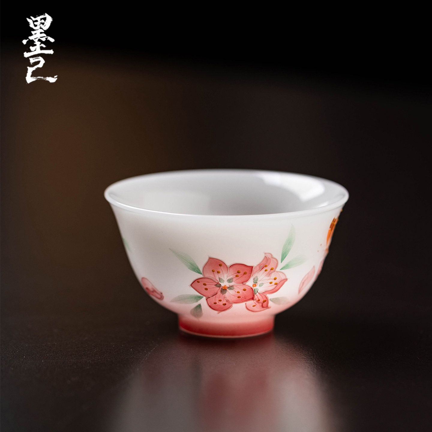 主人杯高档个人专用节日送礼女款花涧寻蝶雅颂茶杯冰种玉瓷小茶盏图片