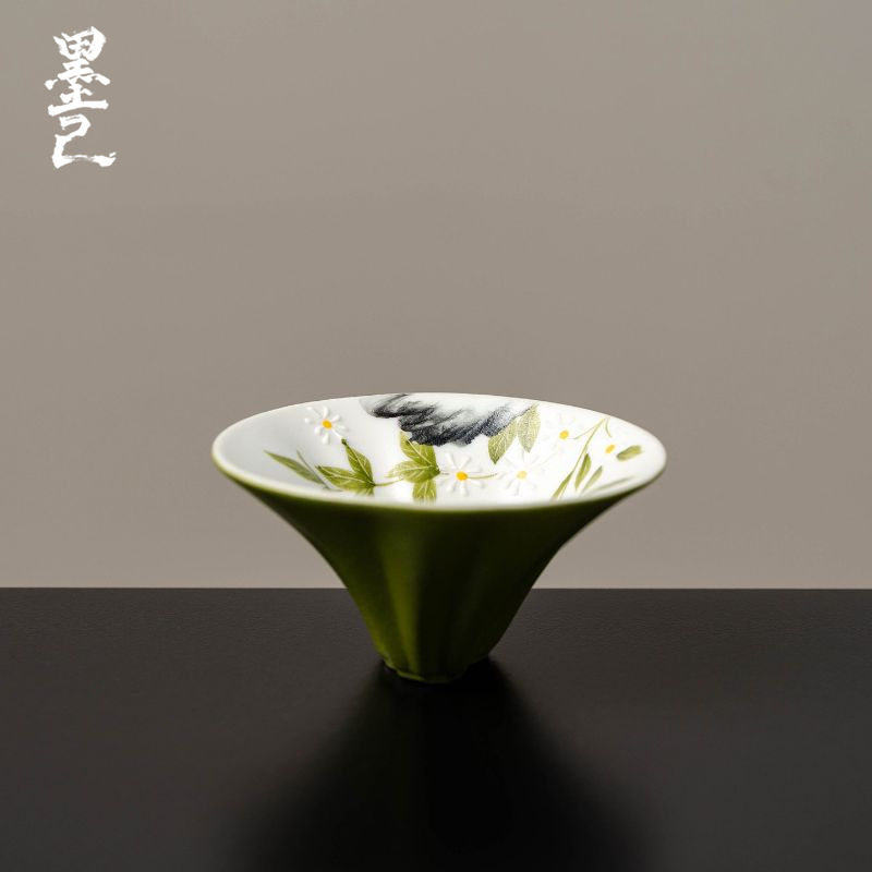 东方美学茶杯主人杯小青柑猫影杯手绘陶瓷遇水现形治愈系女款配饰图片
