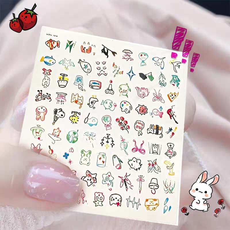 多巴胺夏日派对小图案彩色纹身贴可洗学生持久卡通可爱清新少女潮