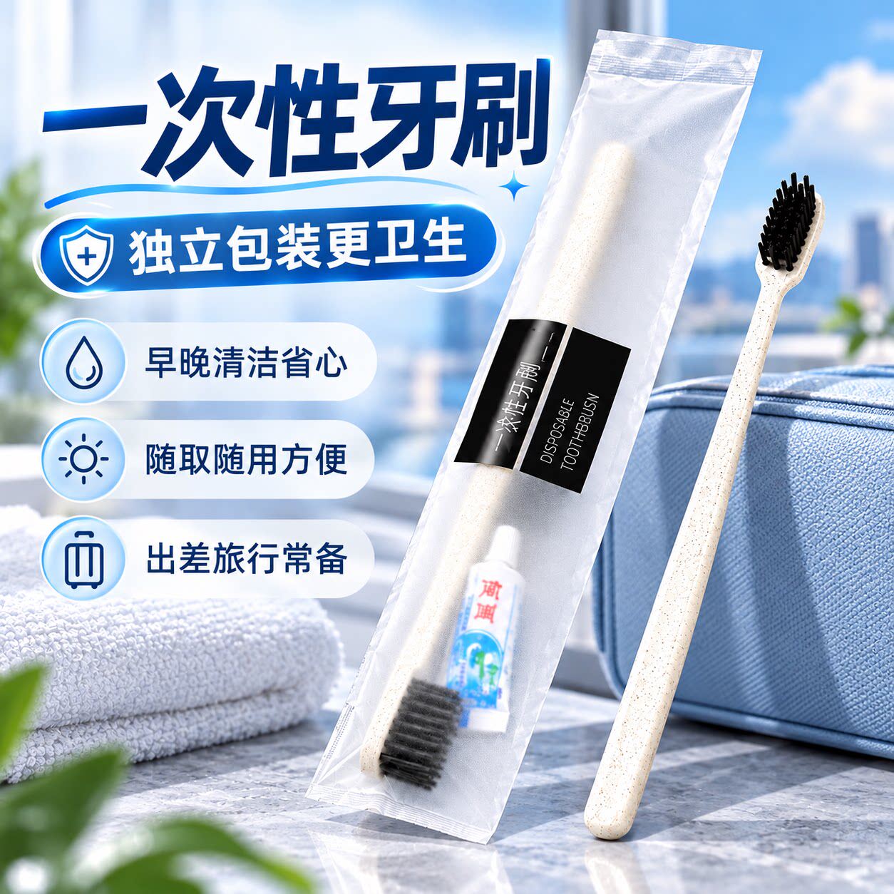 【爆款牙具】一次性牙刷带牙膏酒店专用软毛民宿宾馆浴场洗漱套装