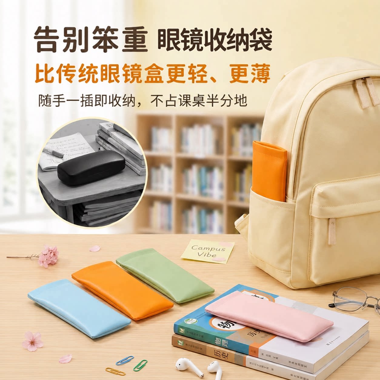 眼镜袋便携式防压随身近视镜眼睛皮盒子墨镜太阳镜收纳袋自动闭合
