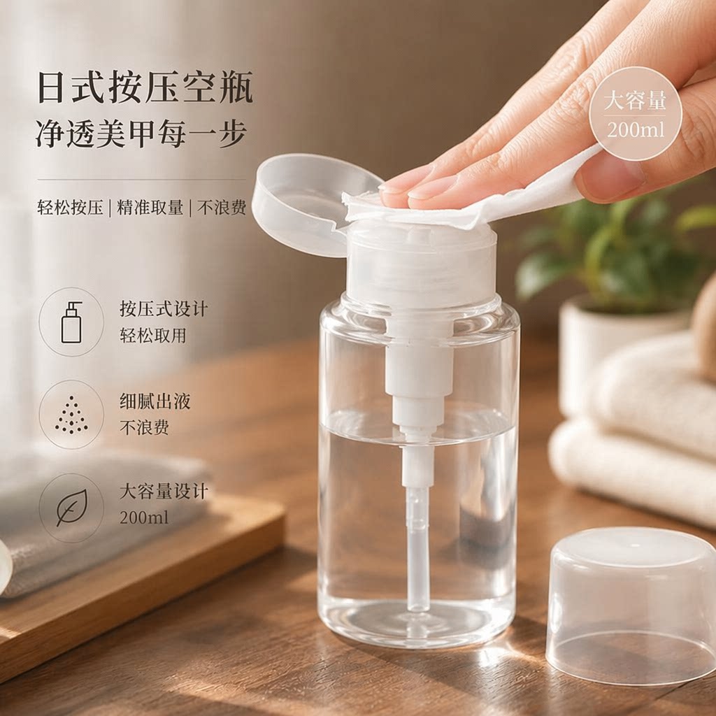 高透美甲按压瓶清洁水卸甲水洗甲水分装瓶简约便携化妆水瓶工具新