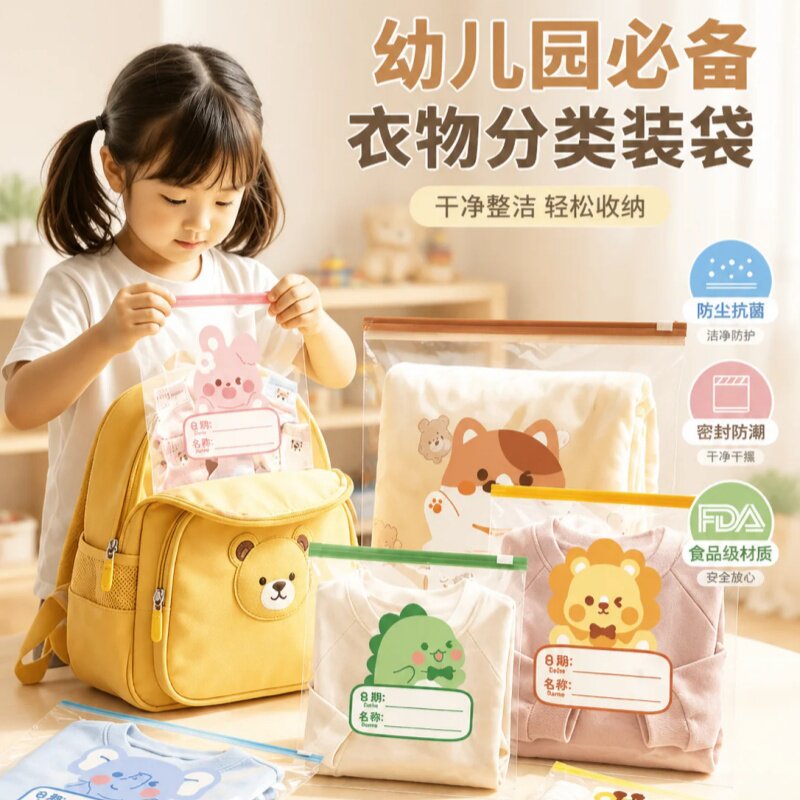 幼儿园入园分装袋儿童衣物整理