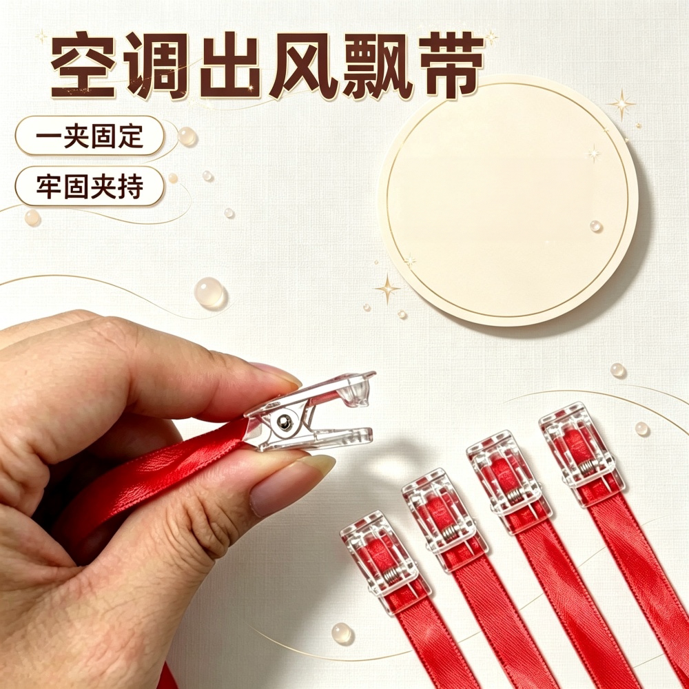 出风口飘带夹子款中央空调彩带出风口飘带绳子红丝带装饰绸带红色