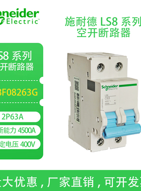 施耐德LS8空气1P小型断路器C型20/25A不带漏电保护开关2P63A总开