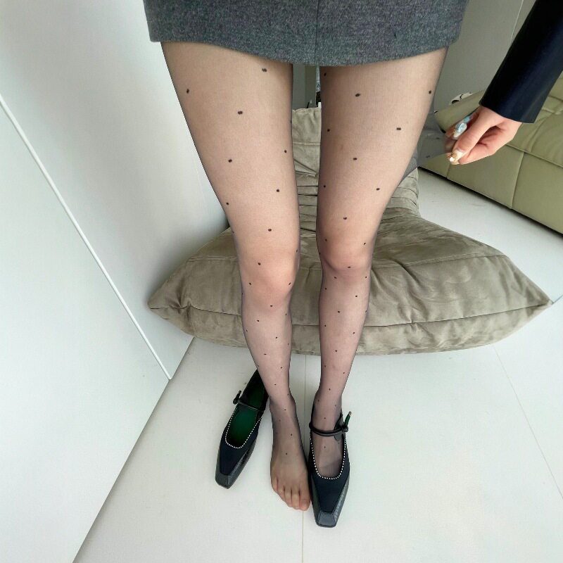 黑色波点丝袜夏季黑丝高透超薄