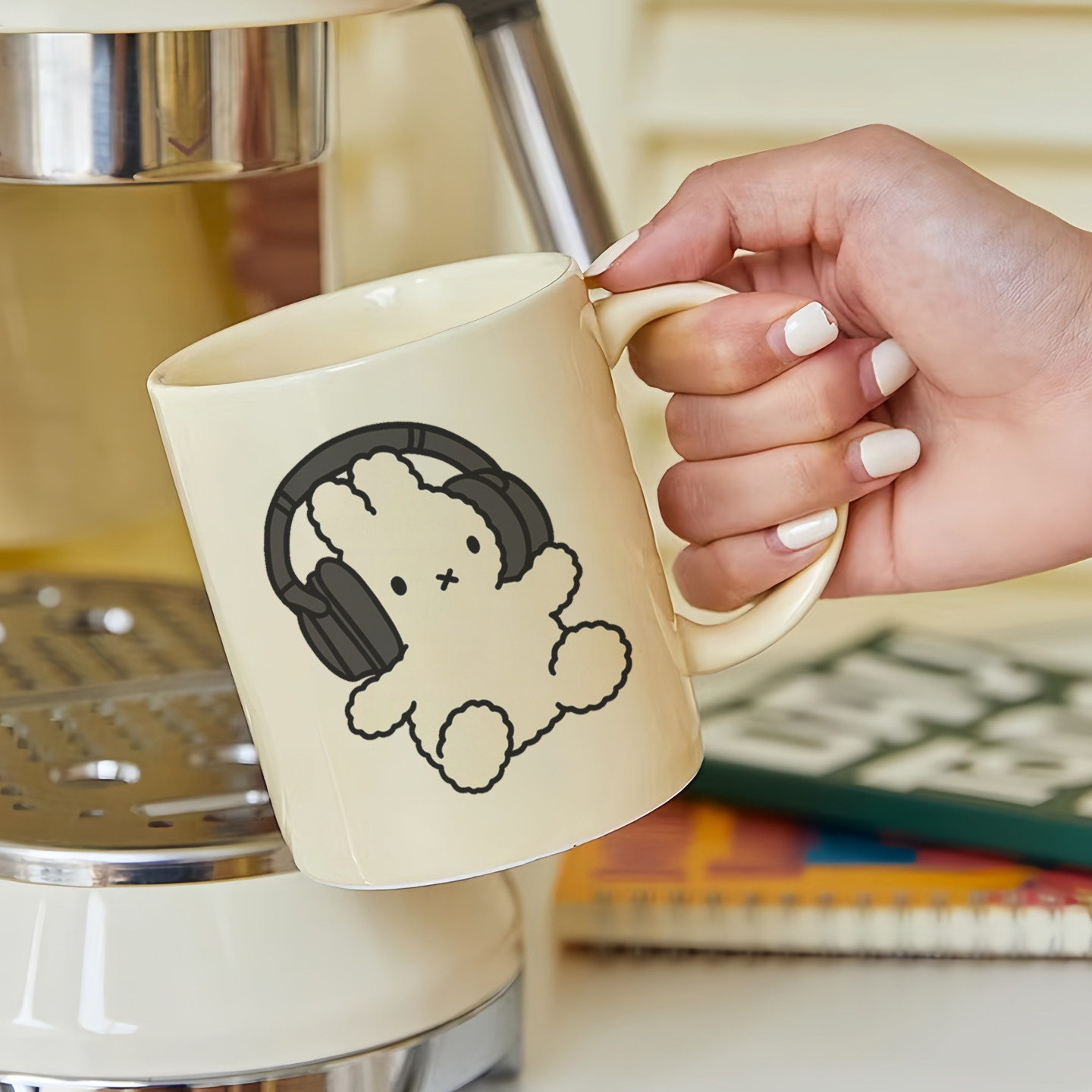 情侣马克杯可爱兔兔奶黄色手柄陶瓷杯子小众风高颜值水杯生日礼物