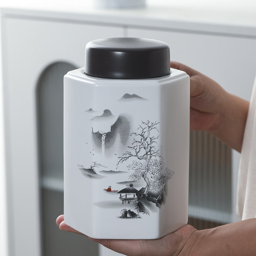 陶瓷茶叶罐密封罐茶罐一斤半斤大小号家用防潮储存罐存茶罐红茶罐