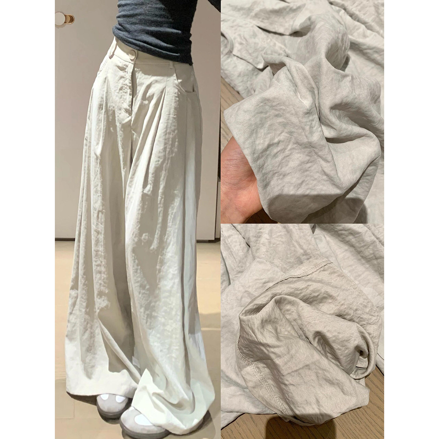 冰丝西装阔腿裤女夏季薄款2026新款高腰显瘦小个子凉凉奶芙山本裤