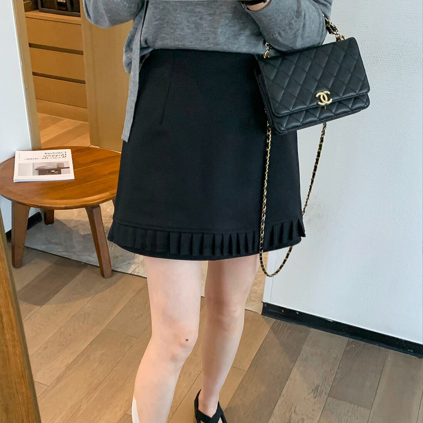 miu韩系简约木耳边西装短裙女大码胖mm夏季百搭包臀A字半身裙裙子