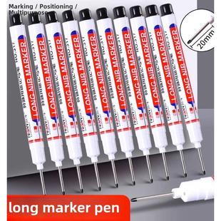 大头勾线笔油基木工专用瓦工地长口黑色深孔记号笔细长线画记号笔暗板冲孔防水防油速干不褪色