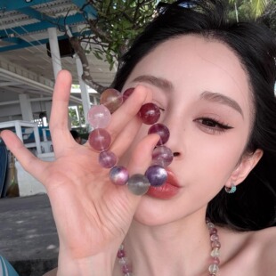 猎户星云 17mm 大漆珠草莓晶萤石多宝手串14